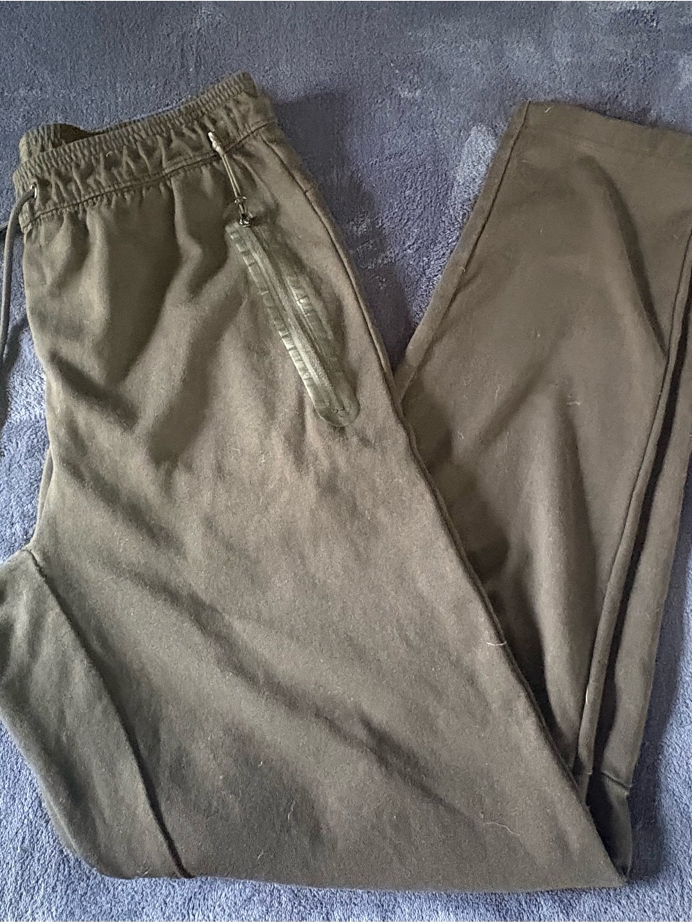 Men's Black Elastic Waist Jogger Pants with Zipper Pocket